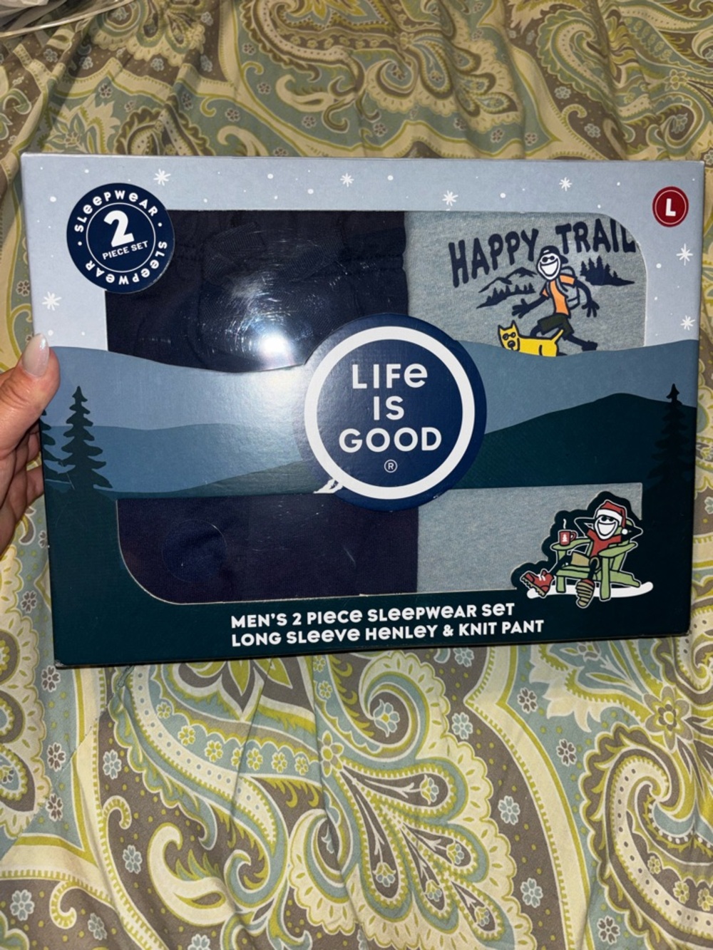 Life Is Good Men’s Sleepwear Set - Navy & Heather Gray